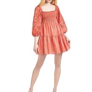 SACHIN + BABI Lola Square Neck Cotton Mini Dress, Size M New with Tag MSRP $395